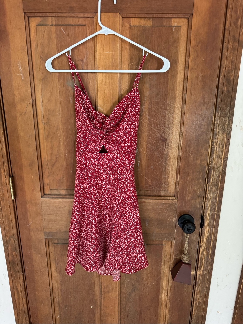 SHEIN Red Floral Spaghetti Strap Mini Dress